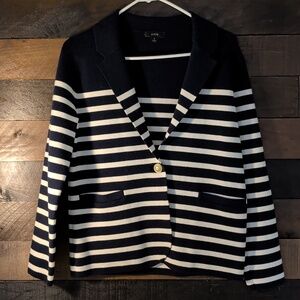 J. Crew Navy and White Striped Blazer